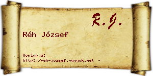 Réh József névjegykártya